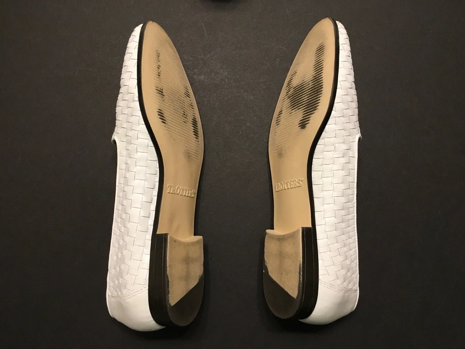 Ladies White Trotters Calf Skin Woven Loafers sz 10 S style Liz - Image 3 of 4