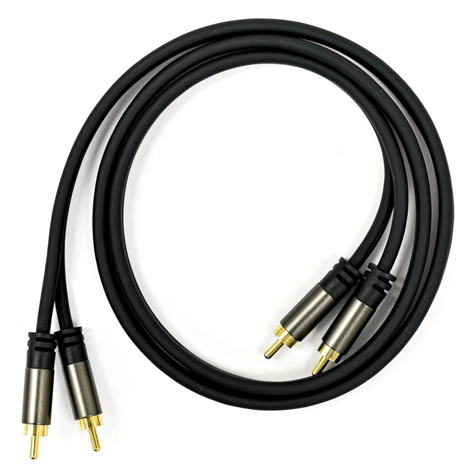 2 Channel 3' Dual RCA Male Audio Cable for Amps Home Theater Digital Analog Cord - Image 2 of 2