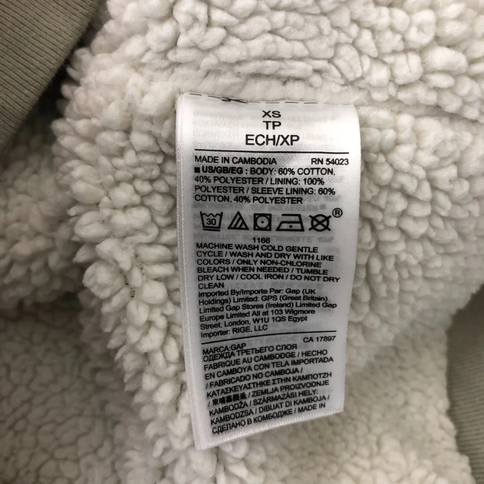 Chaqueta con Capucha GAP para Mujer Cremallera Completa Forrada de Piel Sintética Bolsillos con Cremallera Completa Verde Claro XS Foto 4 de 4