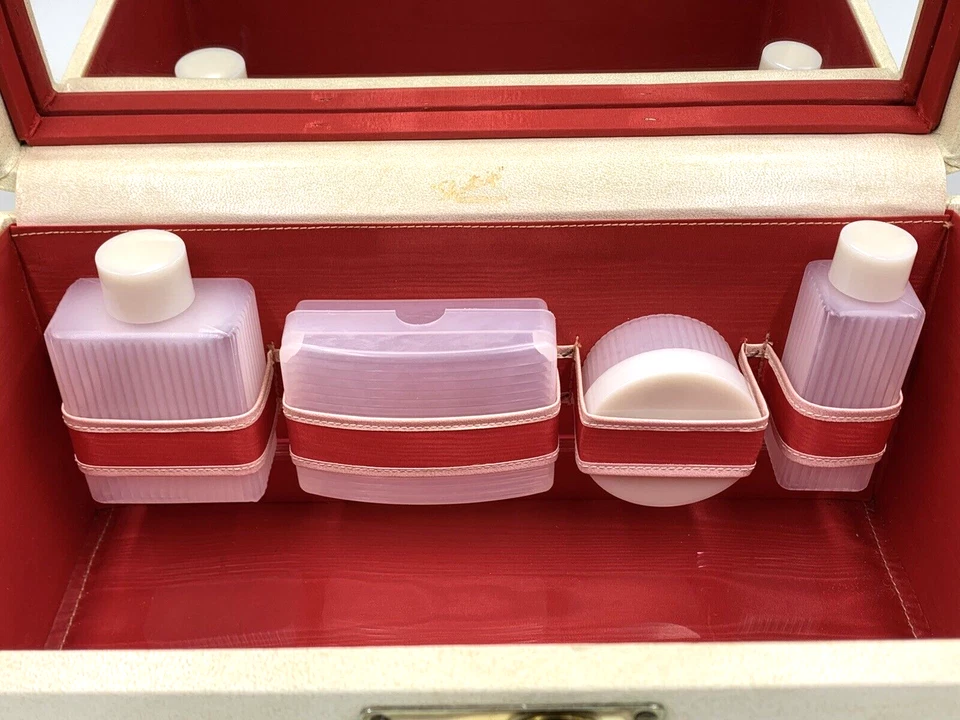 FUNDA DE VIAJE VINTAGE SHORTRIP ARMIÑO CUERO BLANCO COMPLETA CON LLAVE, NUNCA USADA Foto 3 de 4