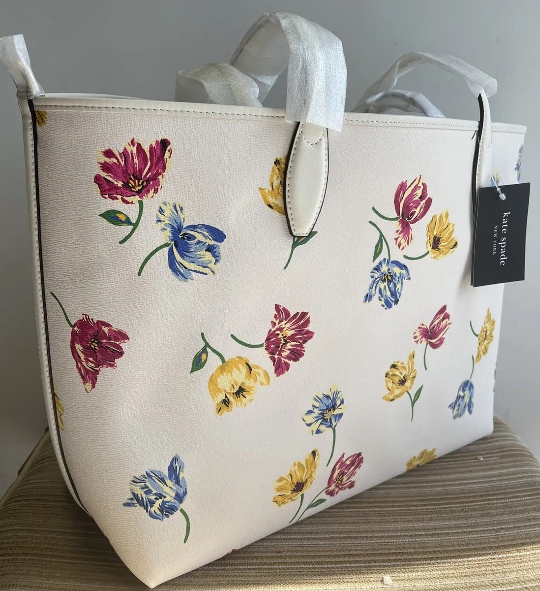 NWT Kate Spade Tulips Toss Print Sutton Cream Multicolor