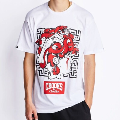 CROOKS & CASTLES T-Shirt 'M Medusa Rebellion For Change T-Shirt' - weiß - S