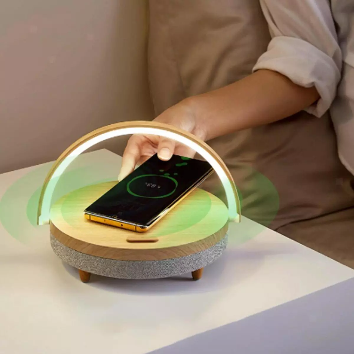 Multifuncion Phone Holder Bluetooth Speaker Wireless Charger Marble
