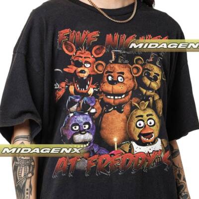 Five Nights At Freddy's T-Shirt, FNAF T-Shirt short sleeve tee vtg NH16031