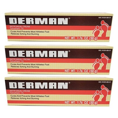 NEW 3 DERMAN ANTIFUNGAL CREAM  1.76 OZ EACH 08/2025 TOLNAFTATE 1 % SEALED