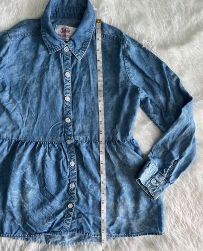 Justice Shirtdress Dress Girls Sz 10 Stone Washed Button Down Long Sleeve - Picture 9 of 10