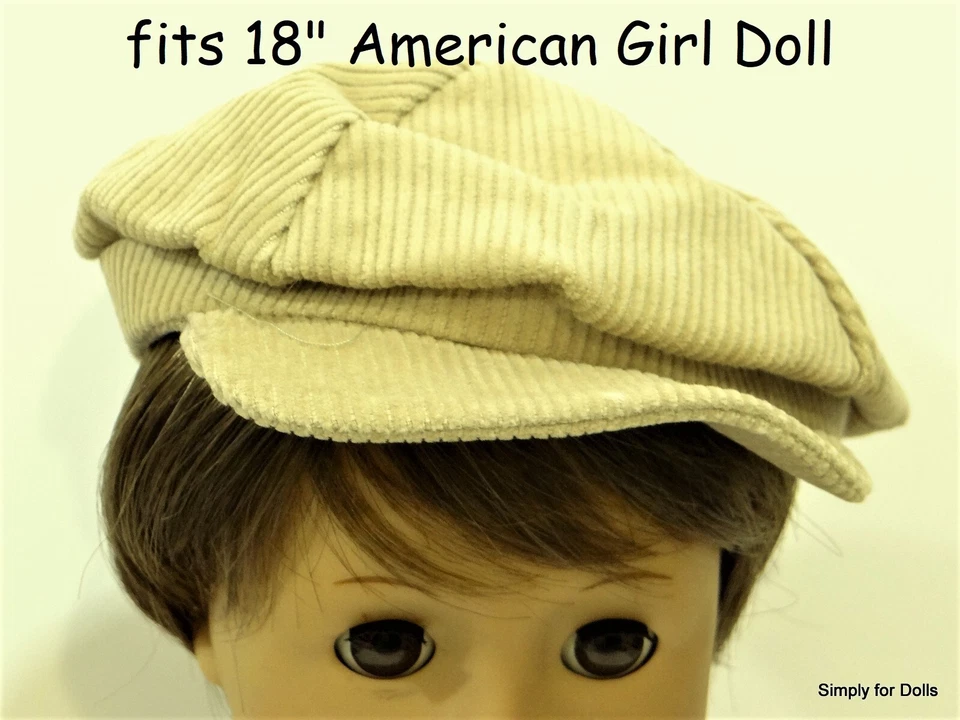 TAN Corduroy Boy's NEWSBOY CAP fits 18" American Girl BOY'S DOLL CLOTHES
