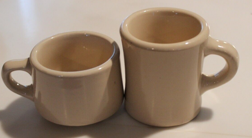 2 Wallace China California Restaurant Ware Coffee Mugs 3 1/2" & 2 1/2" Tan - Picture 10 of 10