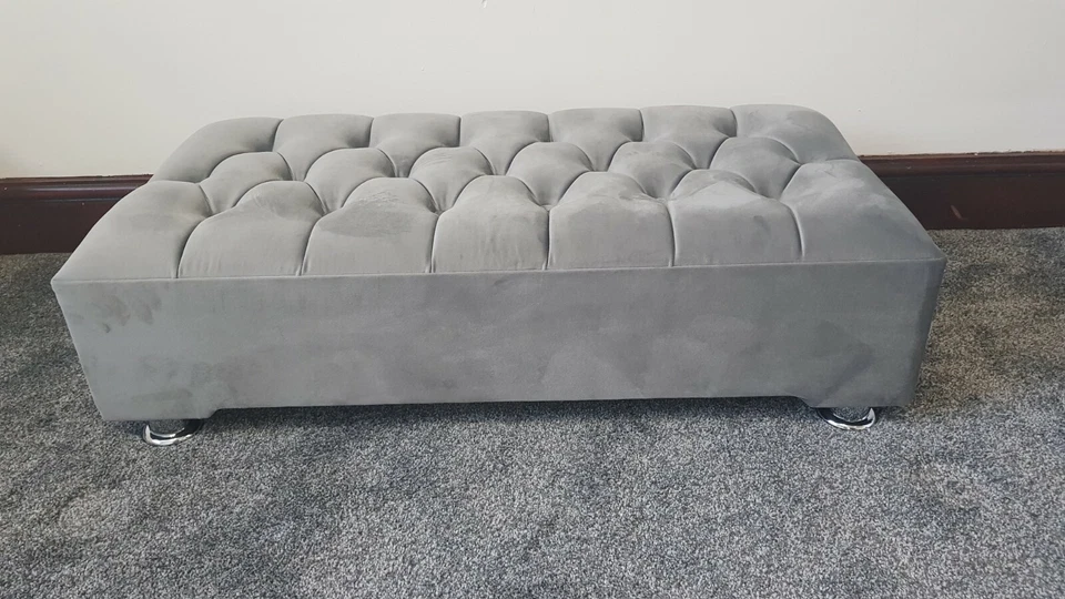 Chesterfield Plush soft velvet Footstool Coffee Table Stool Bed Bench Chair - Image 2 of 4