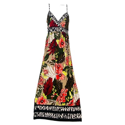 elastic empire waist dress Ecru Embroidered Cotton Deep-V Neck Empire Waist Maxi Dress 34