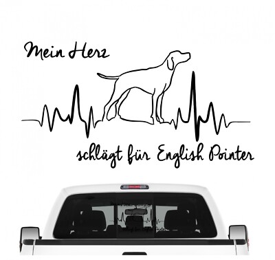 English Pointer Aufkleber Auto Herz Heartbeat Hundeaufkleber Hunde Sticker Jagd