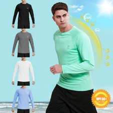 MEETYOO Men's Sun Shirt UPF 50+ Long Sleeve UV Protection Lightweight Swim Shirt