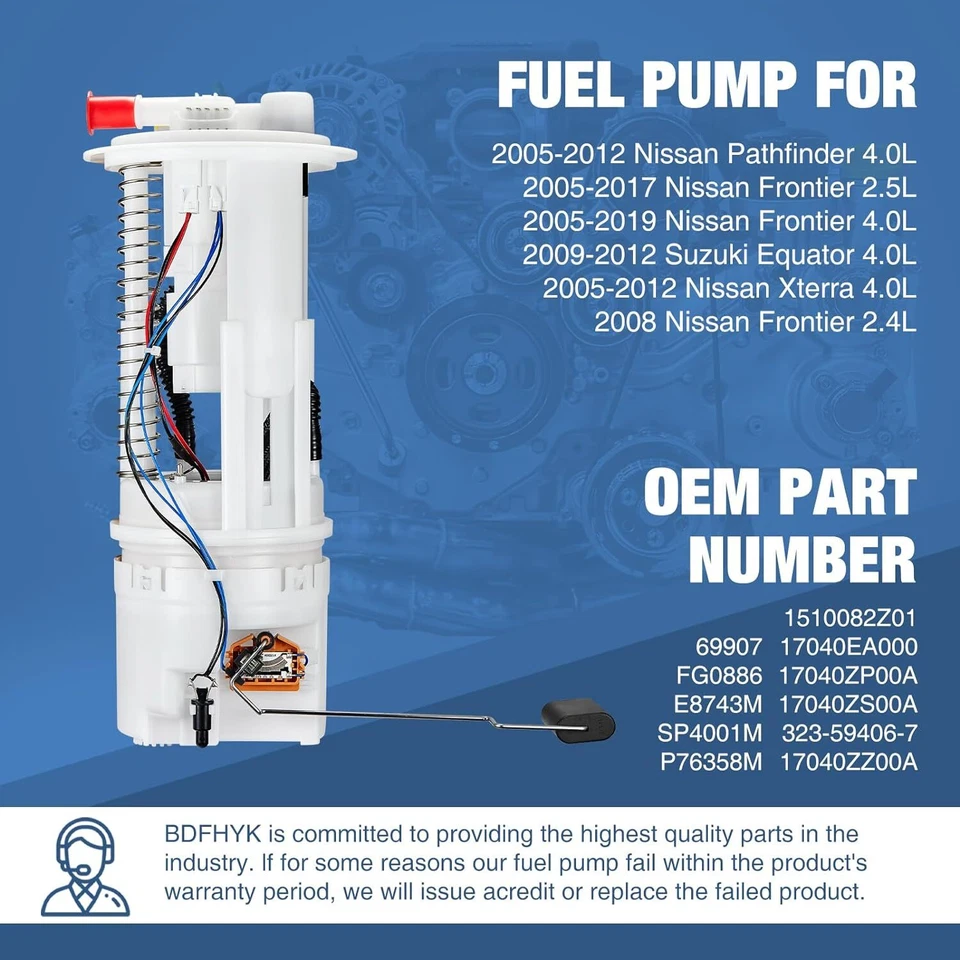 For Nissan Frontier 2.5L 4.0L 2005 2006 2007 2008 2009-2015 E8743M Fuel Pump - Image 3 of 4