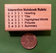Interactive Notebook Rubric 54321, Teacher's Wood Mounted Rubber Stamp