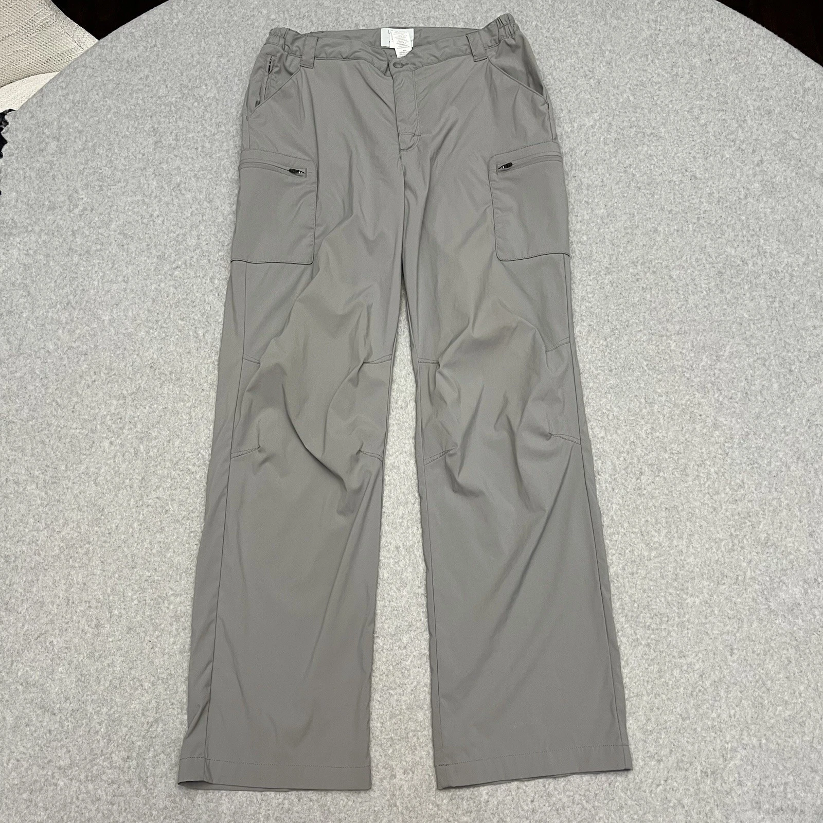 LL Bean Pants Men’s Medium Gray Cargo Tech Perfomance Stretch Hike Climb GORP
