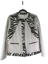 NWOT Chico's Animal Print Cotton/Linen Lined L/S Jacket Womens Size 2