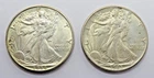 * Lot of 2 Higher Grade Walking Liberty Silver Half Dollars 1944-D & 1945-P *