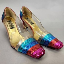 Vintage 90s Sequined Clear Heels by J. Renee