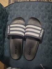 adidas Originals Adilette Black And White Men's Slip-On Sandals Size 13