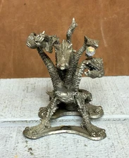 RAL PARTHA ~ Multi Headed Pewter Dragon Figure w/Crystal ~ PP807 ~ Vintage 1986