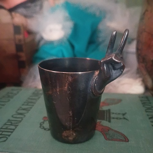 Vintage Napier Silver Plate Two Fingers Jigger Shot Glass MCM Bar Ware