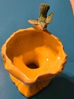 VINTAGE MCCOY POTTERY BIRD BATH PEDESTAL PLANTER 6" YELLOW