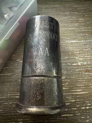 ''Just a Shot'' Silver Plate Shot Glass PHV & CO., 1.5 oz made In Spain