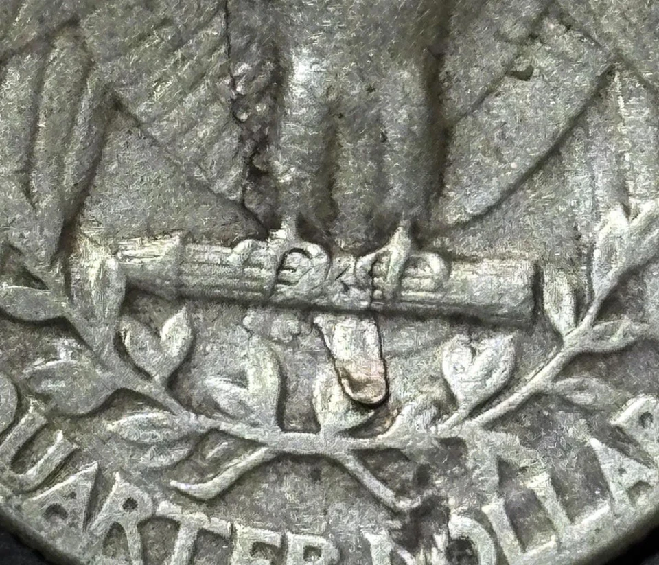 Moneda de cuarto de plata Washington 1942 nueva de laminación de pluma de cola error Foto 2 de 4