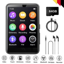 2.4“Bluetooth MP3 Player LCD Display HiFi Bass Musik Spieler FM Radio Audio 64GB