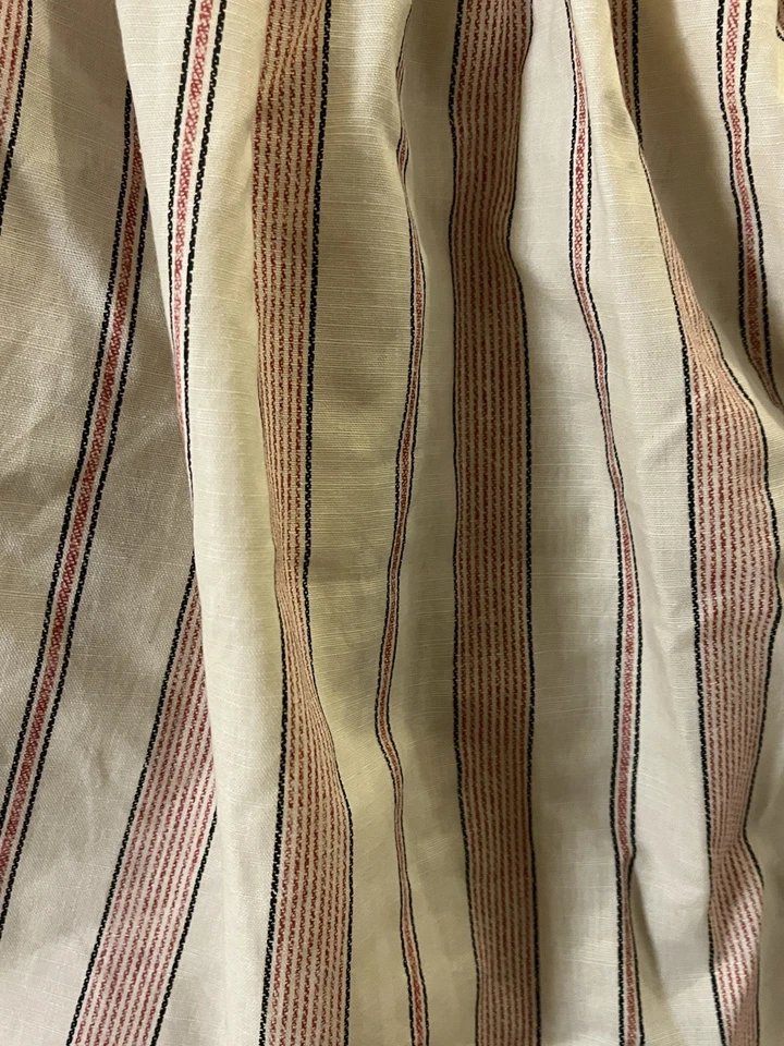 RL Chaps Home Queen Size Bed Skirt/Dust Ruffle Red/Black Stripes 14.5” Drop EUC - Image 2 of 4