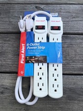 Twin Pack First Alert 6-Outlet Power Strip with 2 Foot Power Cord White