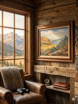  Large Vintage 1980 Original Oil Painting M. Daugherty - Western Land 32x26