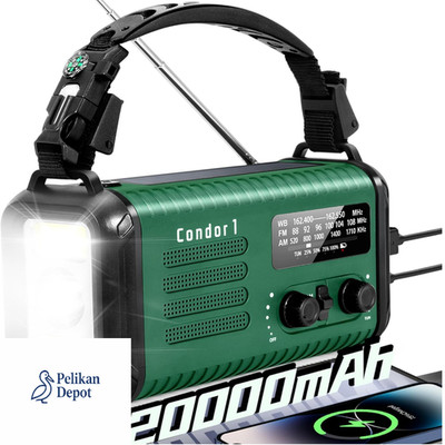 Solar Notfallradio 20000mAh Kurbelradio mit AM FM, LED-Les