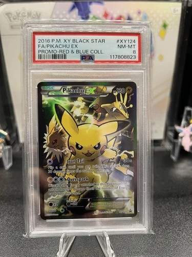 2016 Pokemon XY Black Star Pikachu Ex #XY124 NM-MT PSA 8 Promo Red & Blue Coll.