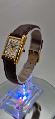 Must de Cartier Tank Trinity Dial 18ct Gold on Sterling Silver Lady's Watch. - Video 1 of 1