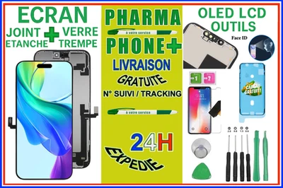 PHARMA-PHONE ECRAN OLED IPHONE X XS 11 12 13 14 15 16 PRO MAX + JOINT + VERRE TREMPE ✅ ✅ ✅