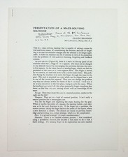 Claude E Shannon / Presentation of Maze-Solving Machine xerox copy of printed