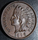 1896 INDIAN HEAD CENT - With LIBERTY & 4 DIAMONDS - AU UNC