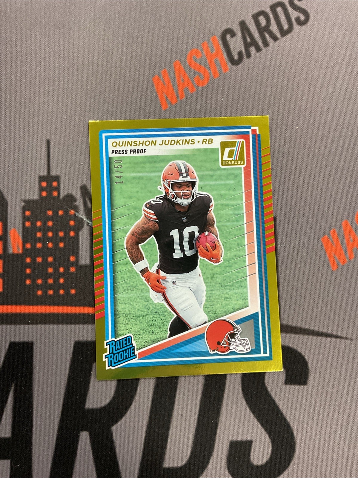 2025 Panini Donruss Quinshon Judkins Gold Press Proof Rated Rookie /50