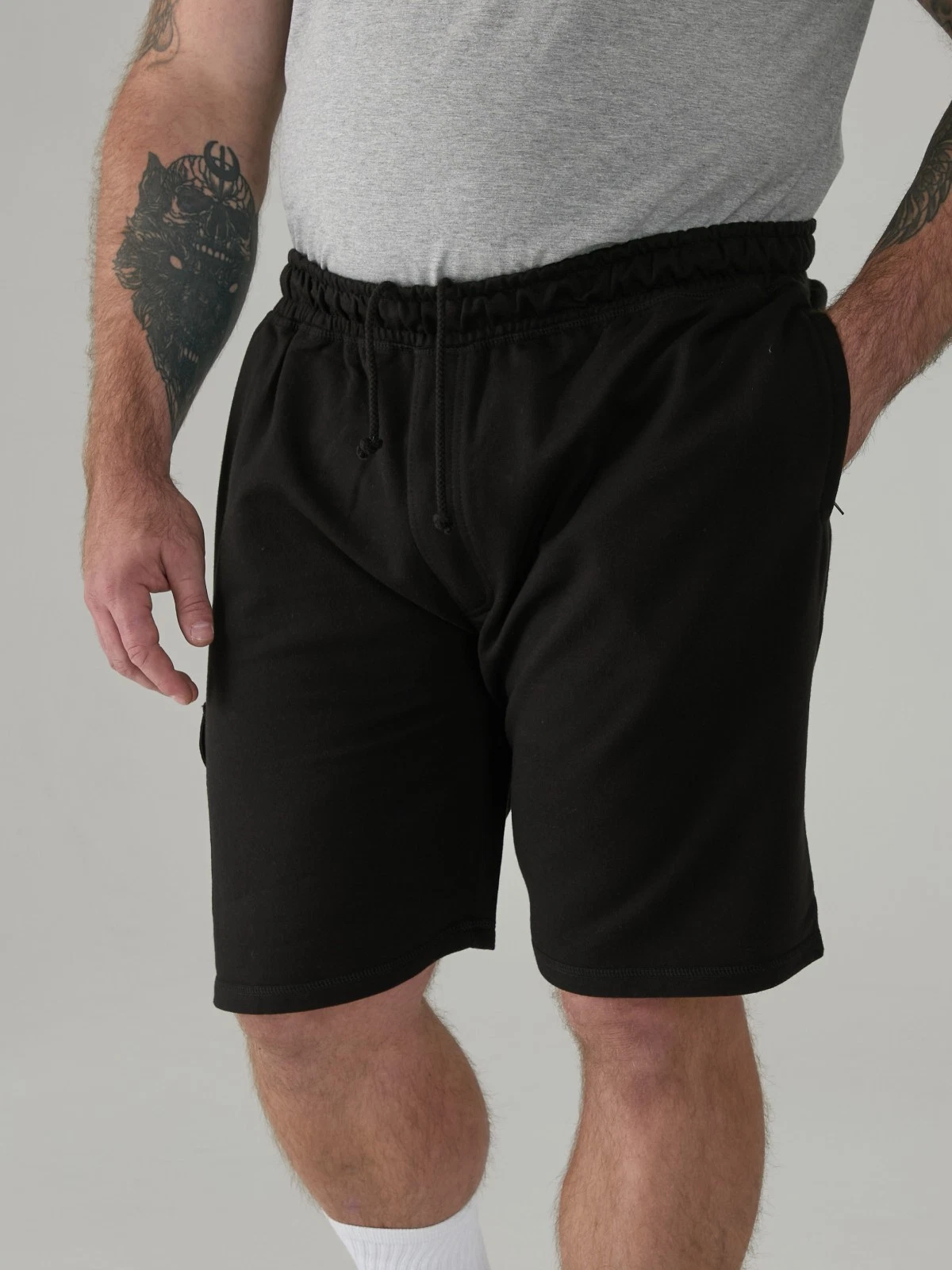 D555 Duke Big Mens Fleece Cotton Cargo Shorts Black 2XL-8XL (KS2030)