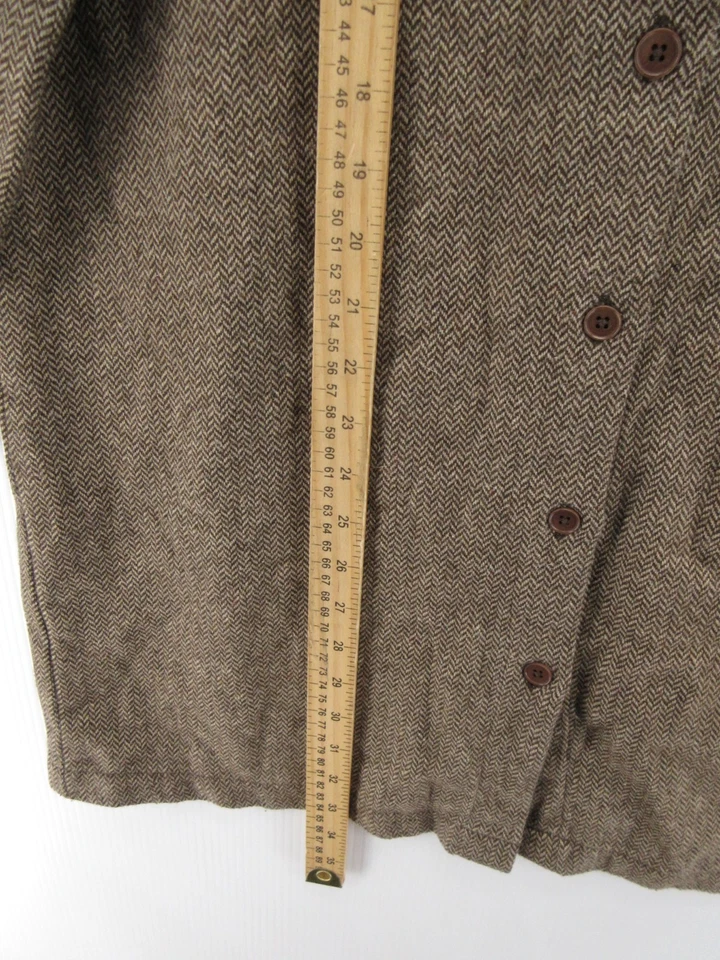 DE COLECCIÓN Gap Top Mujer Grande Marrón Lana Camisa Chaqueta Espiga Cuero Parches Foto 4 de 4