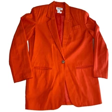 ELEMENTS by SPEIGEL Vtg Womens Single Button Blazer Jacket Orange Size 10 Long