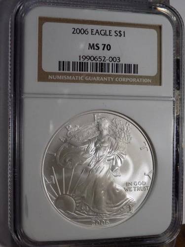 2006 American Silver Eagle - NGC MS70 - Spot-Free Perfect-Grade Gem!