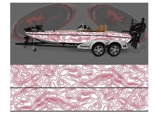 Red White contour line Boat Wrap Kit 3M Cast Vinyl multiple sizes