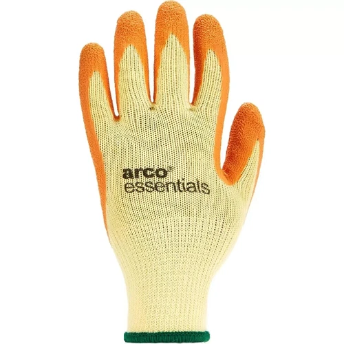 12pairs Arco Essentials Safety GripLatex-Coated Work Gloves Yellow/Orange Size 9 - Picture 4 of 6