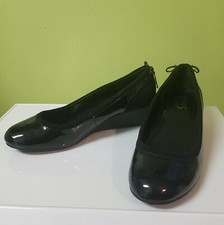 Chaps Irena Wedge Heel Size 8B Black Patent Leather/Suede Dress Work Casual Shoe