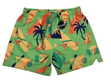 Boardies Apparel Men’s Palm Shapes Lined Swim Shorts Trunks-Green Multi-Medium