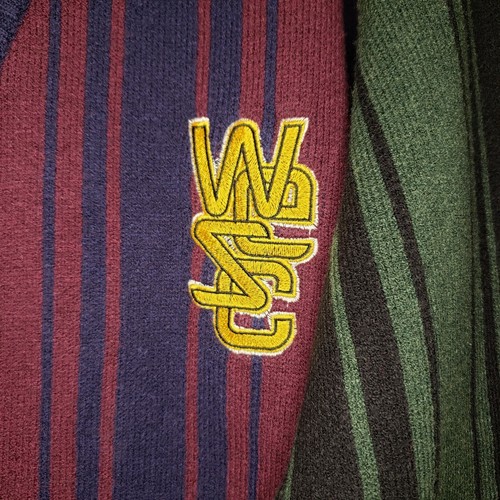 NEW WESC Mens M Cardigan Sweater Striped Leon Anniversary Heavy Colorblock - Picture 4 of 5