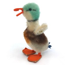 Steiff Colorful Duck standing 1960s Mohair Plush 18cm 7in ID Button Vintage