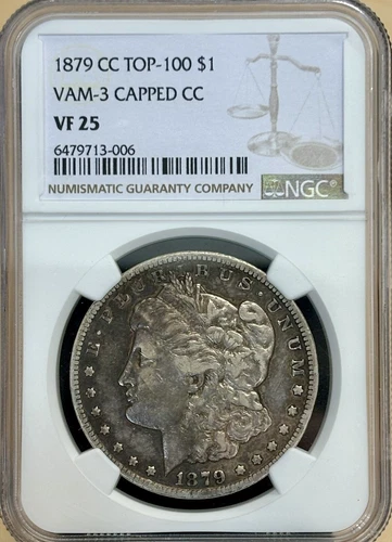 1879 CC MORGAN SILVER DOLLAR NGC VF25 CARSON CITY MINT CAPPED DIE COIN